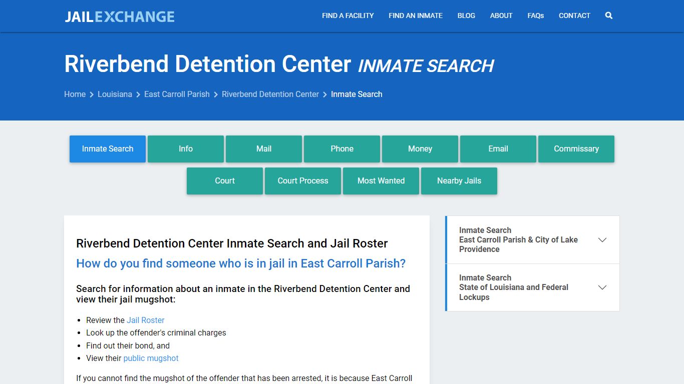 Riverbend Detention Center Inmate Search - Jail Exchange